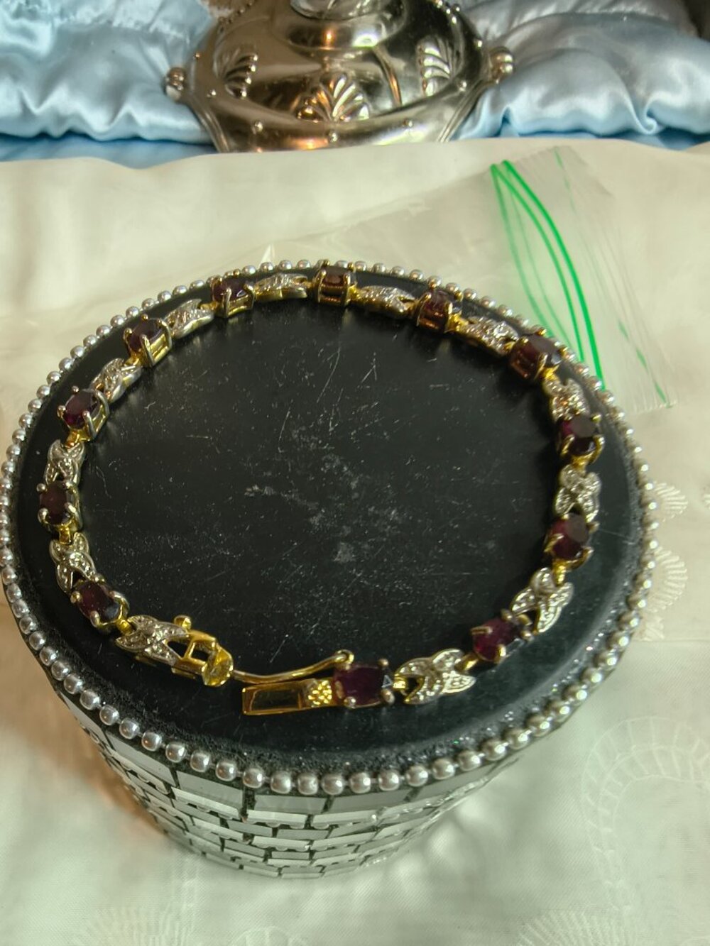 Gold Plated Sterling 925 and Garnet Bracelet